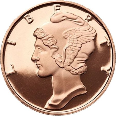 (image for) Mercury Dime (No Date Obverse) 1 oz .999 Pure Copper Round