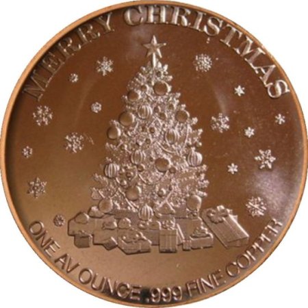 (image for) Merry Christmas - Tree - Root Of All Good (AOCS) 1 oz .999 Pure Copper Round