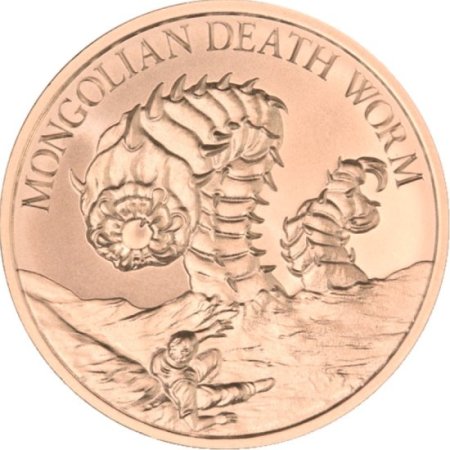 (image for) Mongolian Death Worm 1 oz .999 Pure Copper Round