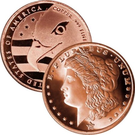 (image for) Morgan Dollar Design (QSB Mint) 1 oz .999 Pure Copper Round