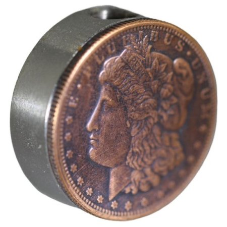 (image for) Morgan Dollar Design In Copper (Black Patina) Stainless Steel Core Lanyard Bead By Barter Wear 