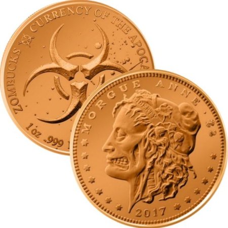 (image for) Morgue Anne 1 oz .999 Pure Copper Round (2nd Design of the Zombucks Series)