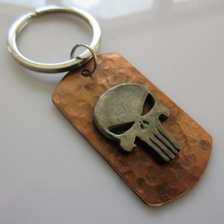 (image for) Punisher Dog Tag Key Ring in Copper/Pewter by Marco Magallona