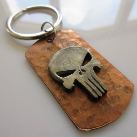 (image for) Punisher Dog Tag Key Ring in Copper/Pewter by Marco Magallona