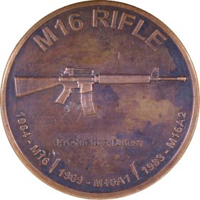 M-16 Rifle 1 oz .999 Pure Copper Round (Black Patina)