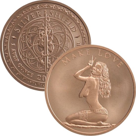 (image for) Make Love #112 (2019 Silver Shield - Mini Mintage) 1 oz .999 Pure Copper Round
