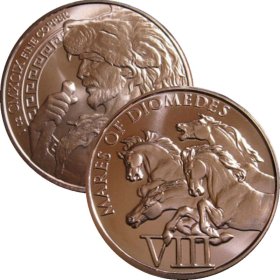 Mares Of Diomedes 1 oz .999 Pure Copper Round (8th Design of the 12 Labors of Hercules Series)