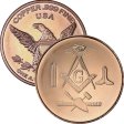 (image for) Masonic ~ Free Mason 1oz .999 1 oz .999 Pure Copper Round