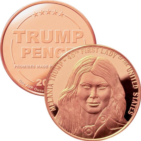 (image for) Donald J. Trump ~ First Lady Melania (Disme) 1 oz .999 Pure Copper Round