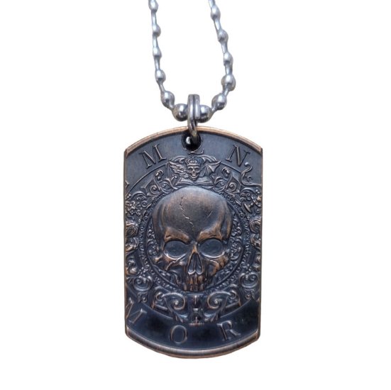 (image for) Memento Mori (Intaglio Mint) Copper Dog Tag Necklace