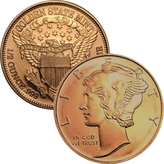 (image for) Mercury Design 1/2 oz .999 Pure Copper Round