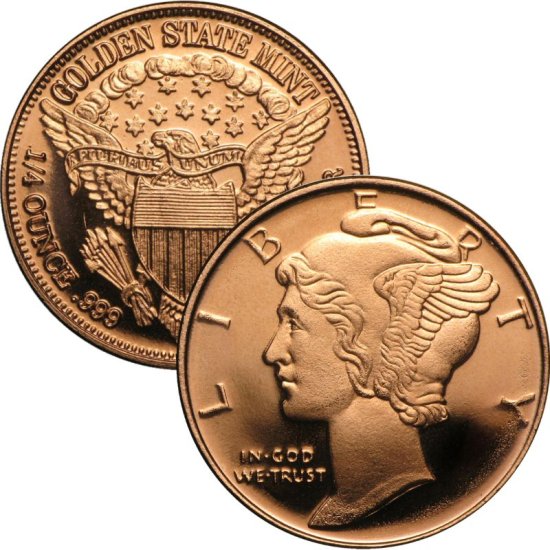 (image for) Mercury Design 1/4 oz .999 Pure Copper Round