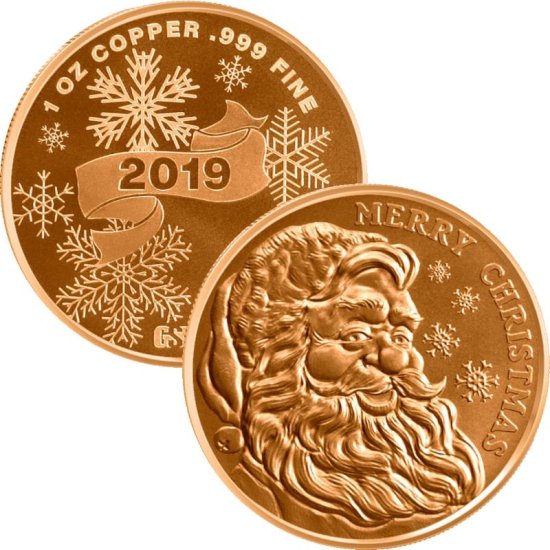 (image for) Merry Christmas Santa (2019) 1 oz .999 Pure Copper Round
