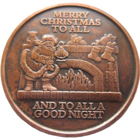 (image for) Merry Christmas To All (Snowflake Back Design Series) 1 oz .999 Pure Copper Round (Black Patina)