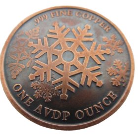 Merry Christmas ~ Graffiti (Snowflake Back Design Series) 1 oz .999 Pure Copper Round (Black Patina)