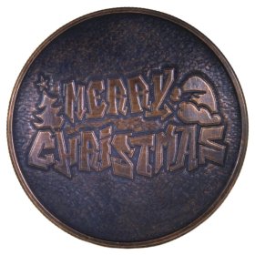 Merry Christmas ~ Graffiti (Snowflake Back Design Series) 1 oz .999 Pure Copper Round (Black Patina)