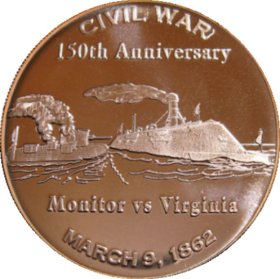 Monitor vs Virginia ~ Civil War Series 1 oz .999 Pure Copper Round
