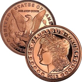 Morgan Dollar Design 2013 (Sunshine Mint) 1 oz .999 Pure Copper Rounds
