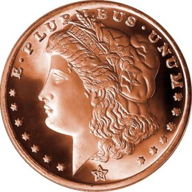 Morgan Dollar Design (QSB Mint) 1 oz .999 Pure Copper Round