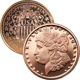 Morgan Dollar Design (Shield Back ~ 2011) 1 oz .999 Pure Copper Round