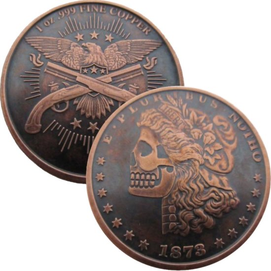 (image for) Morgana Morgan Dollar 1 oz .999 Pure Copper Round (Black Patina)