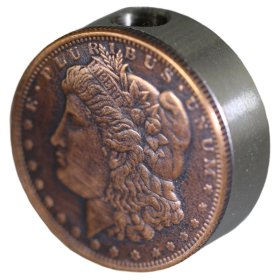 Morgan Dollar Design In Copper (Black Patina) Stainless Steel Core Lanyard Bead By Barter Wear 
