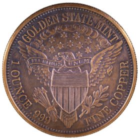 Morgan Dollar Design 1 oz .999 Pure Copper Round (Golden State Mint) (Black Patina)