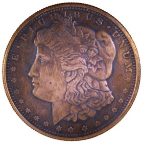 Morgan Dollar Design 1 oz .999 Pure Copper Round (Golden State Mint) (Black Patina)