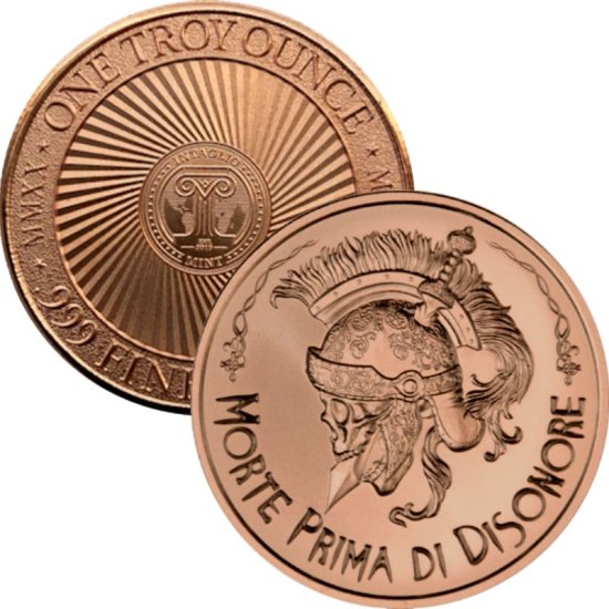 (image for) Morte Prima Di Disonore ~ \"Death Before Dishonor\" (2020 Reverse) 1 oz .999 Pure Copper Round