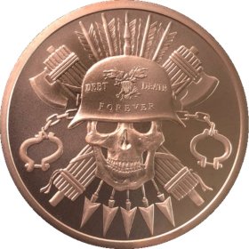 Moto ~ Debt & Death Forever #152 (2020 Silver Shield - Mini Mintage) 2 oz .999 Pure Copper Round