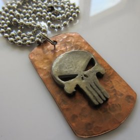 Punisher Dog Tag Necklace in Copper/Pewter by Marco Magallona
