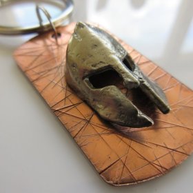 Spartan Dog Tag Key Ring in Copper/Pewter by Marco Magallona