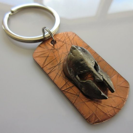 (image for) Spartan Dog Tag Key Ring in Copper/Pewter by Marco Magallona