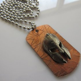 Spartan Dog Tag Necklace in Copper/Pewter by Marco Magallona