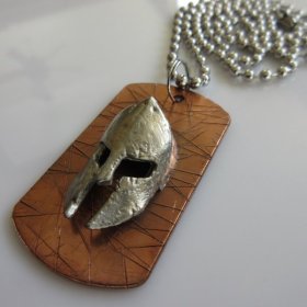 Spartan Dog Tag Necklace in Copper/Pewter by Marco Magallona