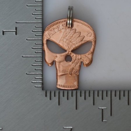 (image for) Punisher Necklace ~ Indian Head Cent Design from .999 Pure Copper 1/4 Oz. Round