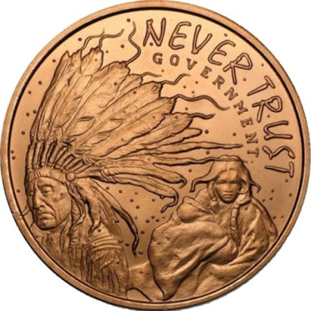 (image for) Never Trust Government 1 oz .999 Pure Copper Round (2017 Silver Shield)