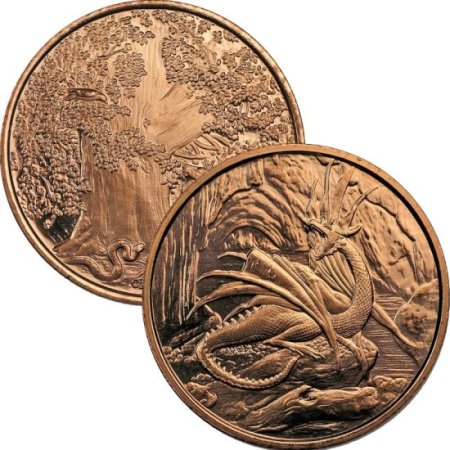 (image for) Nidhoggr ~ Dragon 1 oz .999 Pure Copper Round (1st Design of the Nordic Creatures Series)