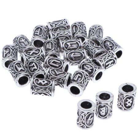 (image for) Norse Viking Rune Beads (Silver) (6 Pack)