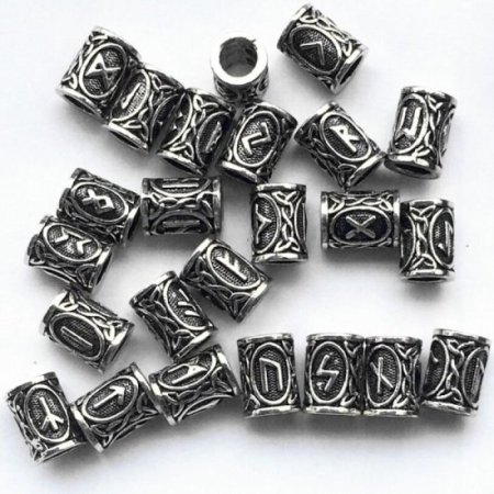 (image for) Norse Viking Rune Beads (Silver) (6 Pack)