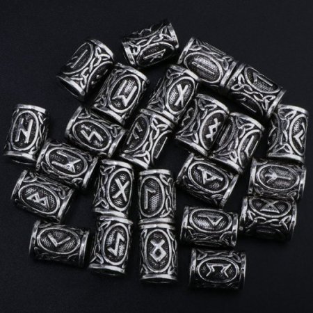 (image for) Norse Viking Rune Beads (Silver) (6 Pack)