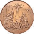 (image for) Nativity ~ Merry Christmas (Tree Back Design Series) 1 oz .999 Pure Copper Round