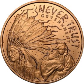 Never Trust Government 1 oz .999 Pure Copper Round (2017 Silver Shield)