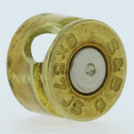 (image for) 8MM Bullet Casing Bead In Brass With Nickel Primer By Bullet Bangles