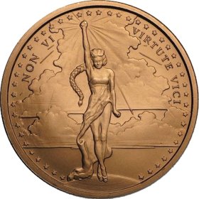 Non Vi Virtute Vici 1 oz .999 Pure Copper Round (2016 Silver Shield)
