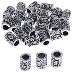 Norse Viking Rune Beads (Silver) (6 Pack)