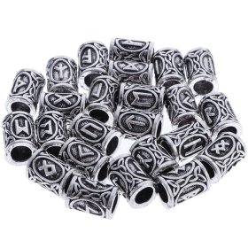 Norse Viking Rune Beads (Silver) (6 Pack)