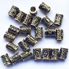 Norse Viking Rune Beads (Brass) (6 Pack)