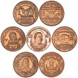 (image for) Complete Set of (7) Different Note Designs 1 oz .999 Pure Copper Rounds