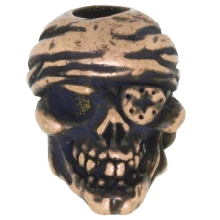 (image for) One-Eyed Jack Skull Bead in Roman Copper Oxide Finish by Schmuckatelli Co.